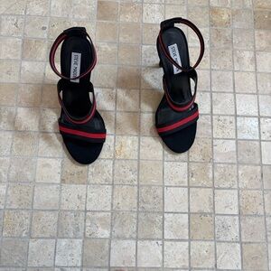 Steve Madden Black Heels with Red Straps